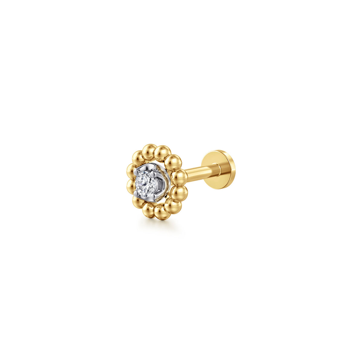 14K Yellow and White Gold Bujukan Diamond Single Flatback Stud Earring — Gabriel & Co. EGS15788M45JJ
