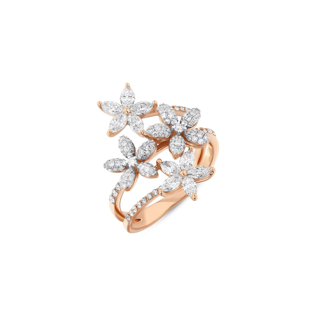 Bee Goddess Apple Seed Allure Pavê Gold Marquise Diamond Ring