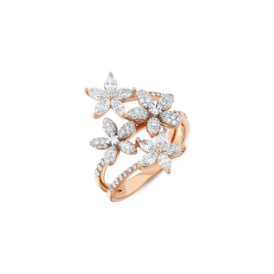 Bee Goddess Apple Seed Allure Pavê Gold Marquise Diamond Ring