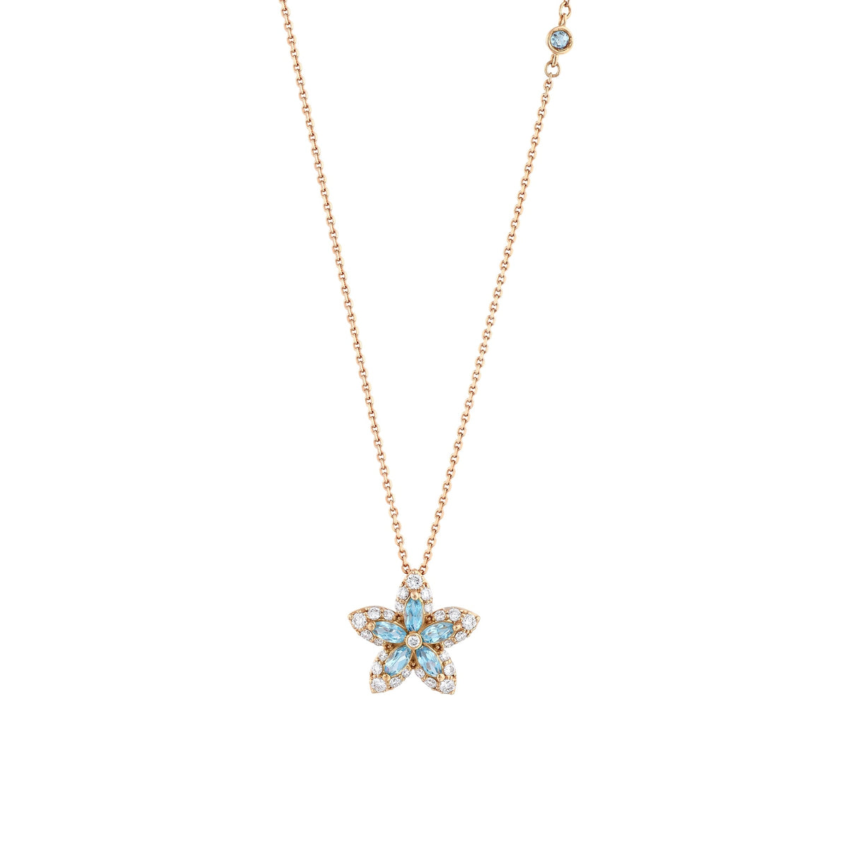 Bee Goddess Apple Seed Pomano Gold Diamond Blue Topaz Necklace