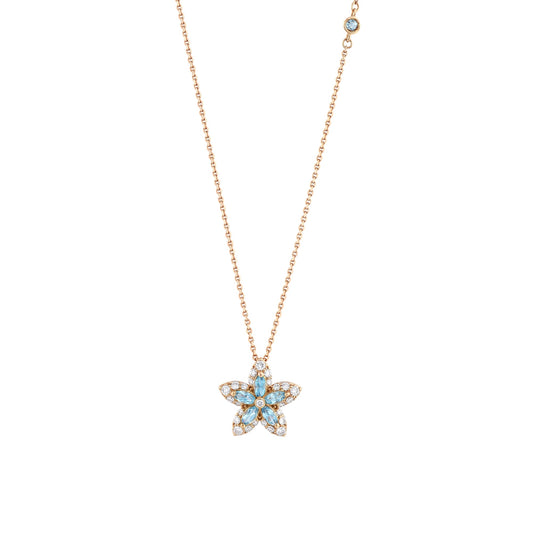 Bee Goddess Apple Seed Pomano Gold Diamond Blue Topaz Necklace