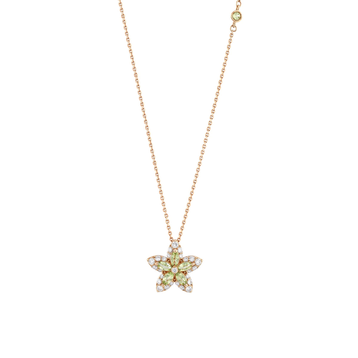 Bee Goddess Apple Seed Pomano Gold Diamond Peridot Necklace
