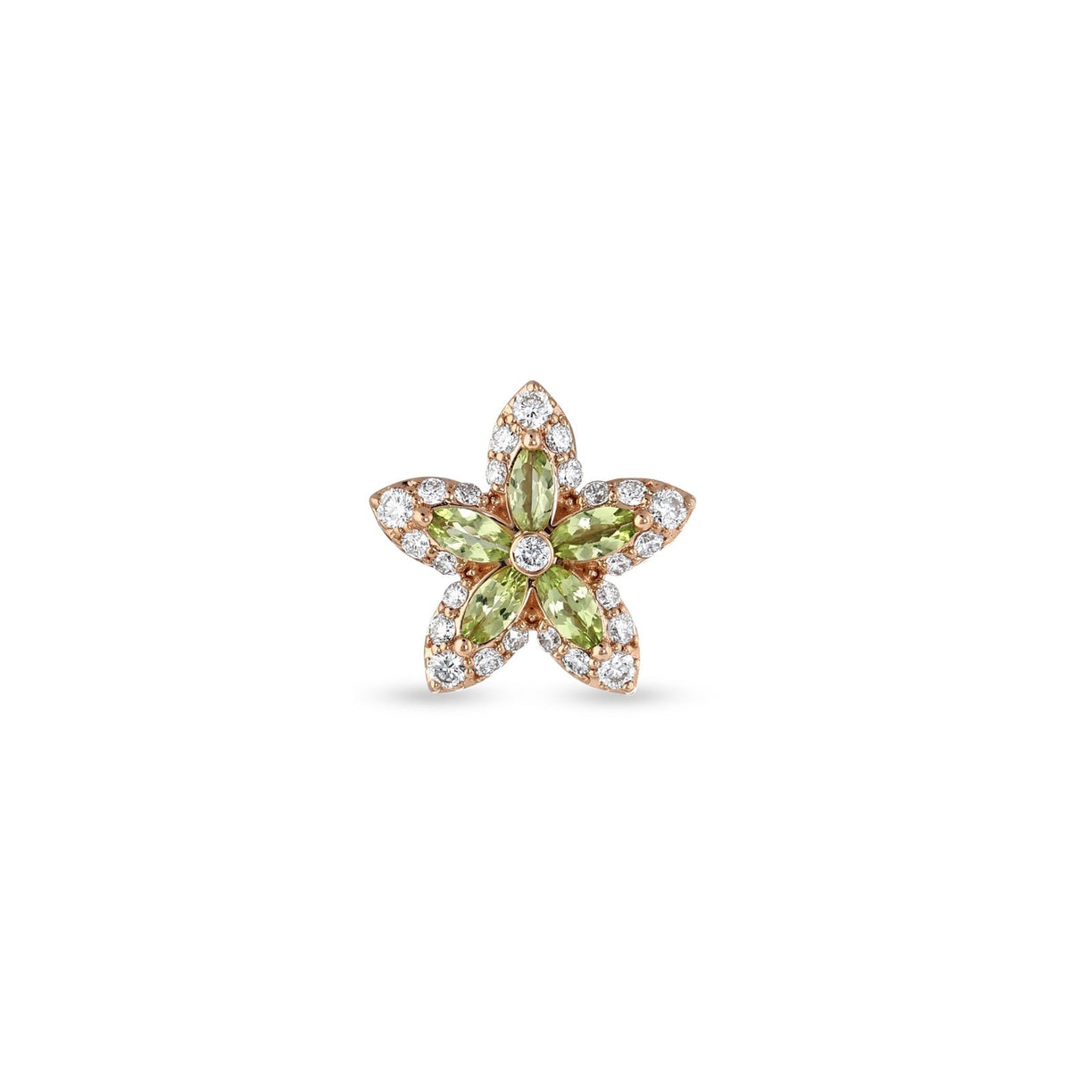 Bee Goddess Apple Seed Pomano Gold Diamond Peridot Single Earring