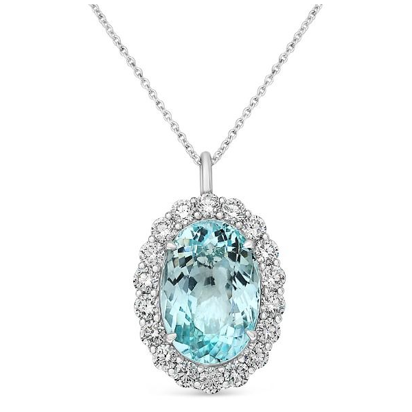 Oval Diamond Halo Paraiba Necklace — view 1