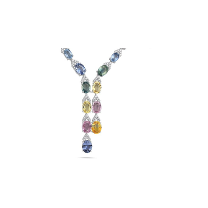 Multi Colored Sapphire Drop Necklace — view 1