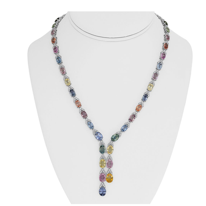 Multi Colored Sapphire Drop Necklace — view 6
