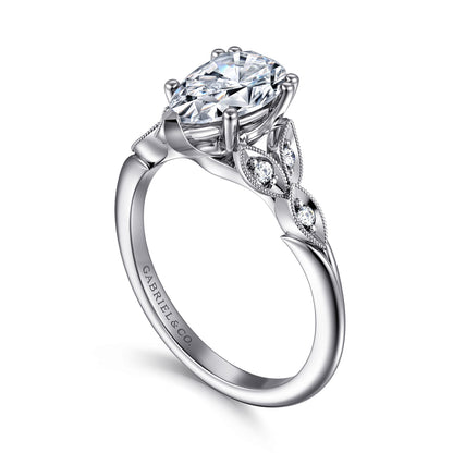 14K White Gold Pear Shape Diamond Engagement Ring — Gabriel & Co. ER11721P6W44JJ; center stone shown for illustration, not included