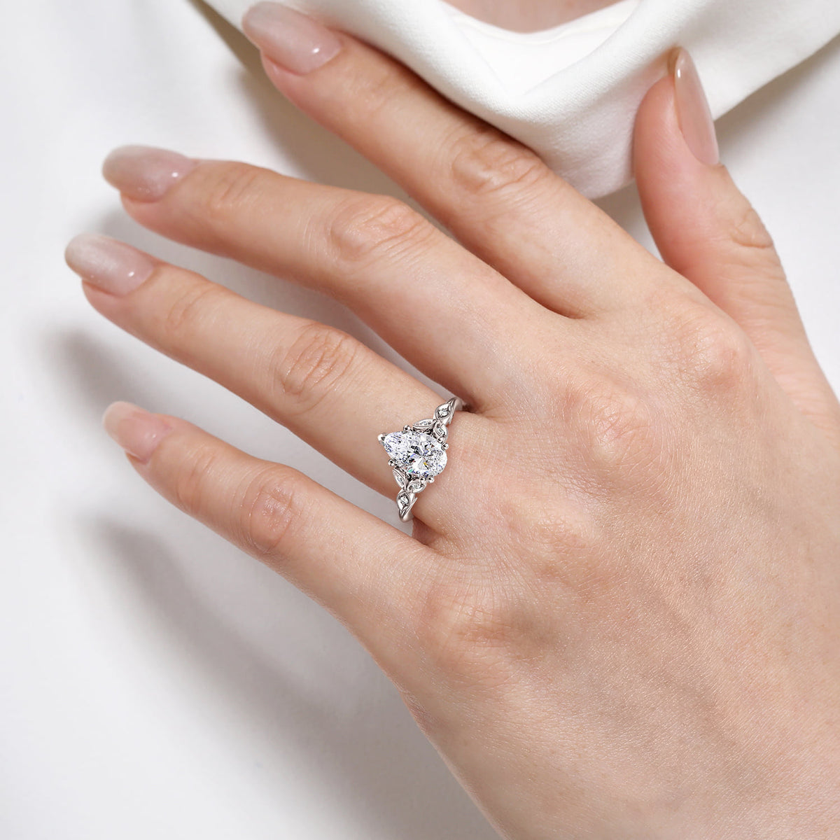 14K White Gold Pear Shape Diamond Engagement Ring — Gabriel & Co. ER11721P6W44JJ; center stone shown for illustration, not included
