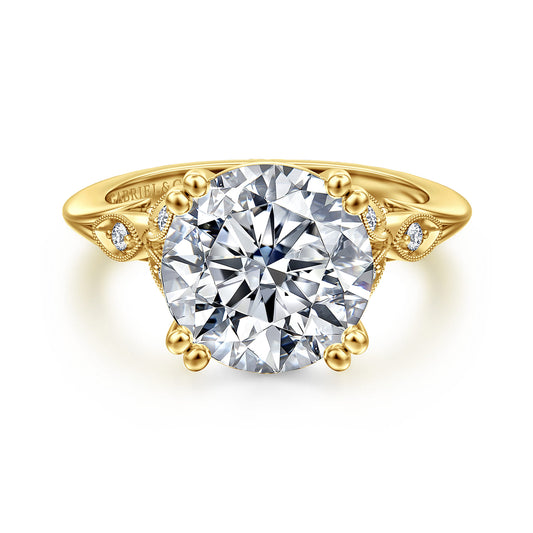 14K Yellow Gold Round Diamond Engagement Ring — Gabriel & Co. ER11721R16Y44JJ; center stone shown for illustration, not included