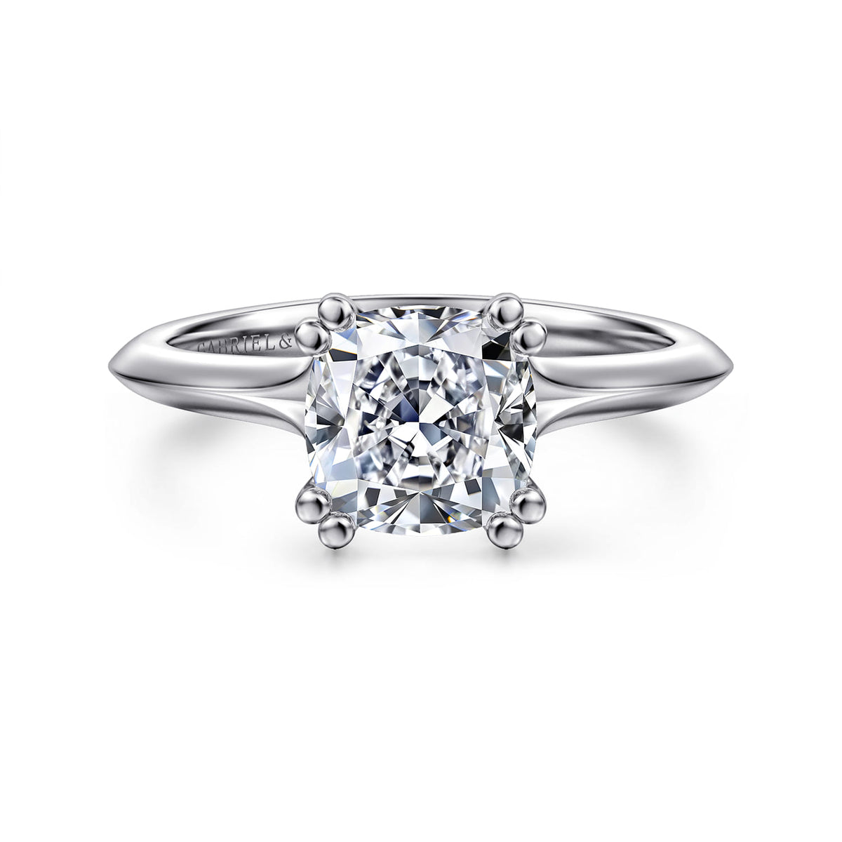 14K White Gold Cushion Cut Diamond Engagement Ring — ER11832C8W4JJJ; center stone shown for illustration, not included