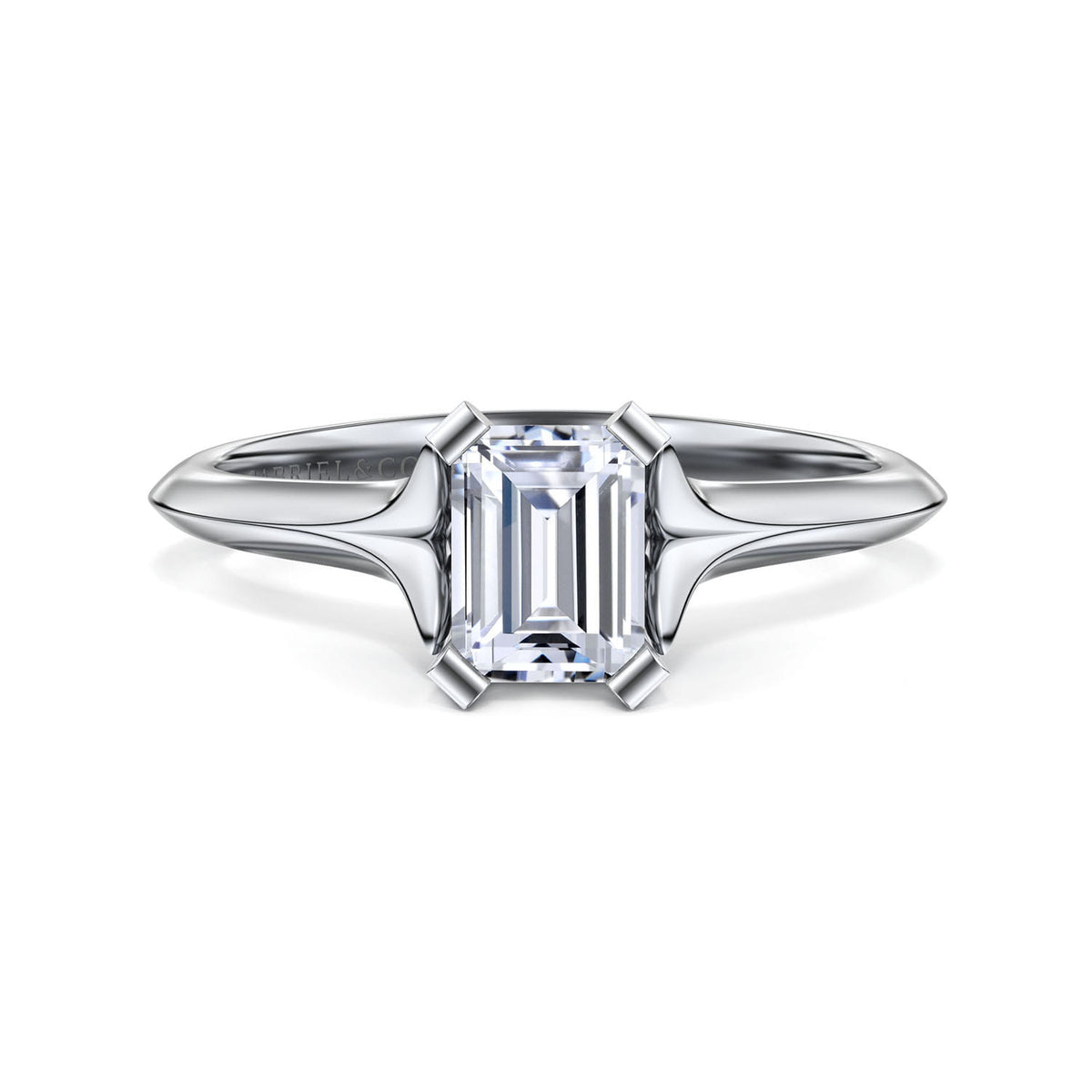 14K White Gold Emerald Cut Diamond Engagement Ring — ER11832E3W4JJJ; center stone shown for illustration, not included