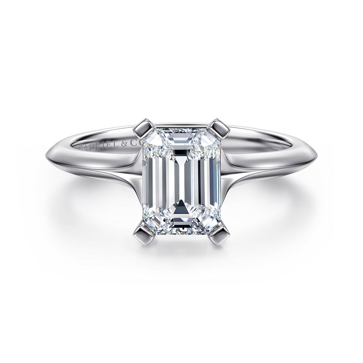 14K White Gold Emerald Cut Diamond Engagement Ring — ER11832E6W4JJJ; center stone shown for illustration, not included