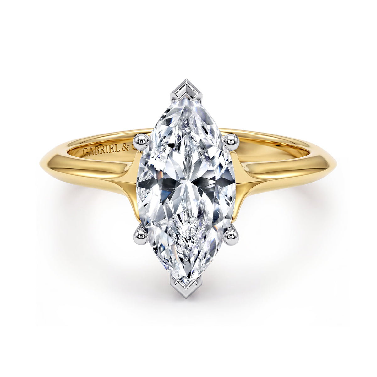 14K White-Yellow Gold Marquise Shape Diamond Engagement Ring — ER11832M12M4JJJ; center stone shown for illustration, not included