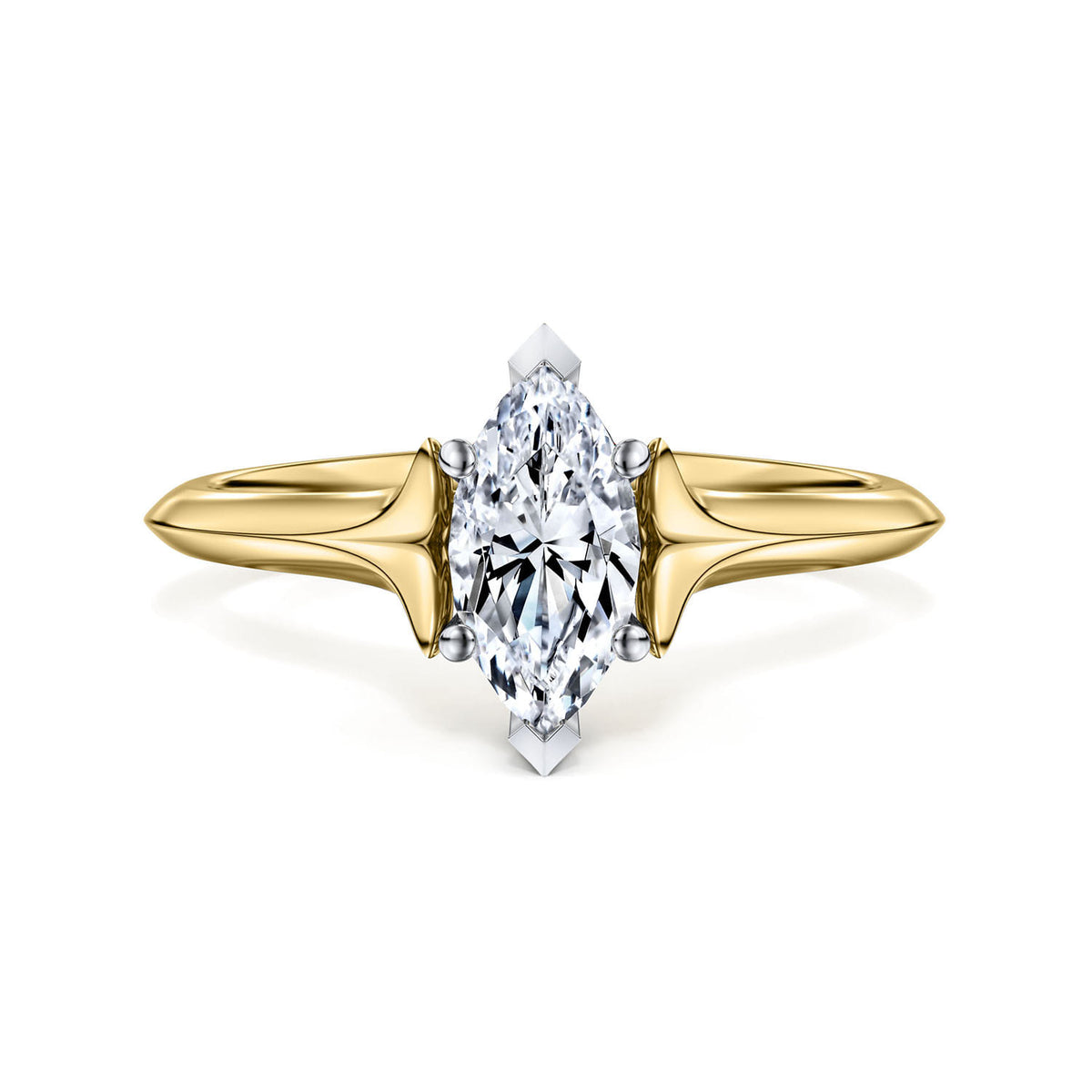 14K White-Yellow Gold Marquise Diamond Engagement Ring — ER11832M3M4JJJ; center stone shown for illustration, not included