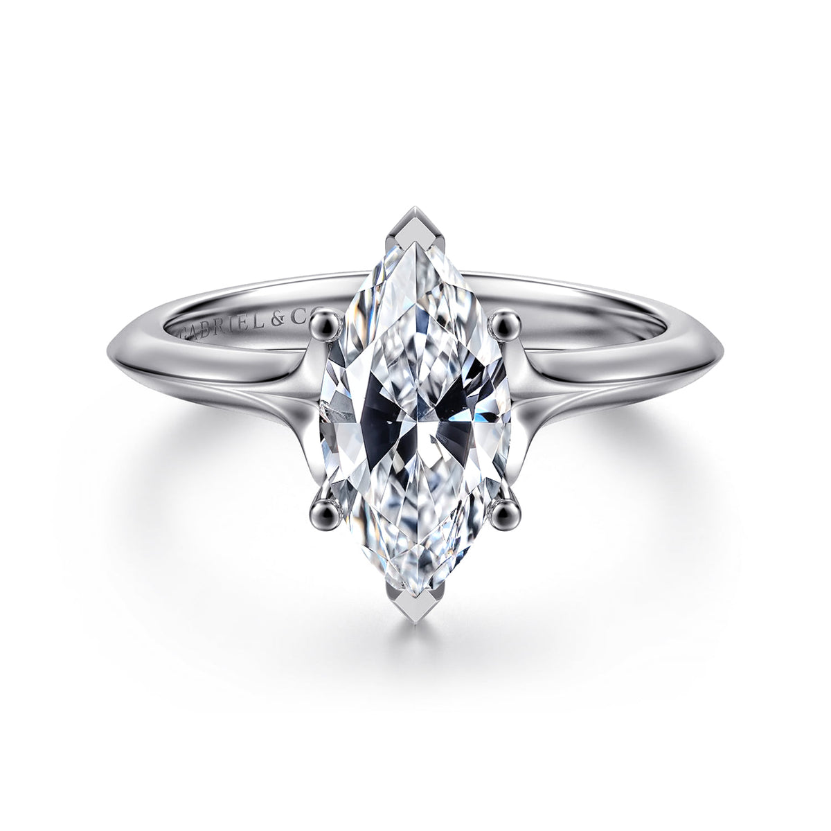 14K White Gold Marquise Shape Diamond Engagement Ring — ER11832M6W4JJJ; center stone shown for illustration, not included