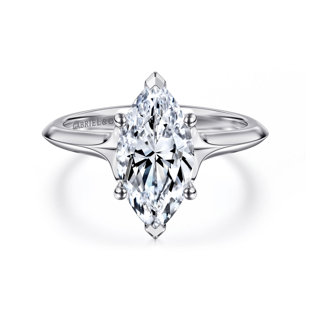 14K White Gold Marquise Shape Diamond Engagement Ring — ER11832M8W4JJJ; center stone shown for illustration, not included