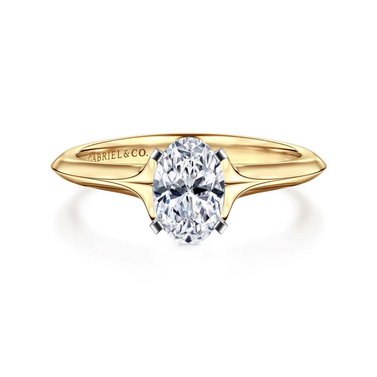 14K White-Yellow Gold Oval Diamond Engagement Ring — ER11832O3M4JJJ; center stone shown for illustration, not included