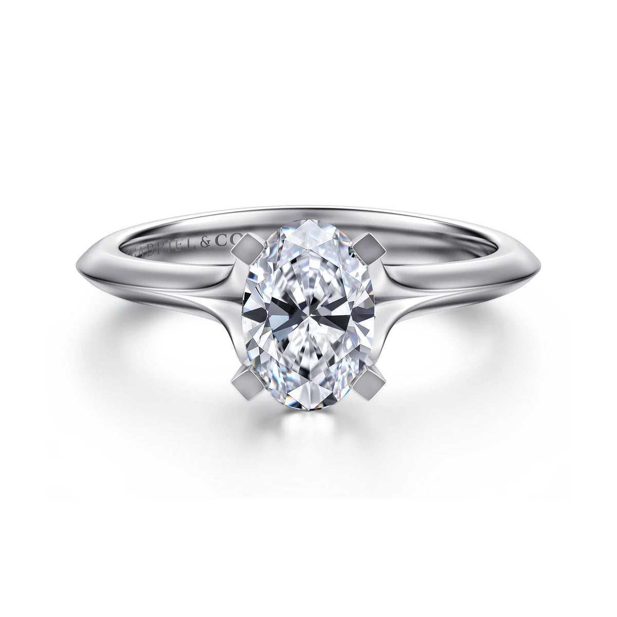14K White Gold Oval Diamond Engagement Ring — ER11832O4W4JJJ; center stone shown for illustration, not included