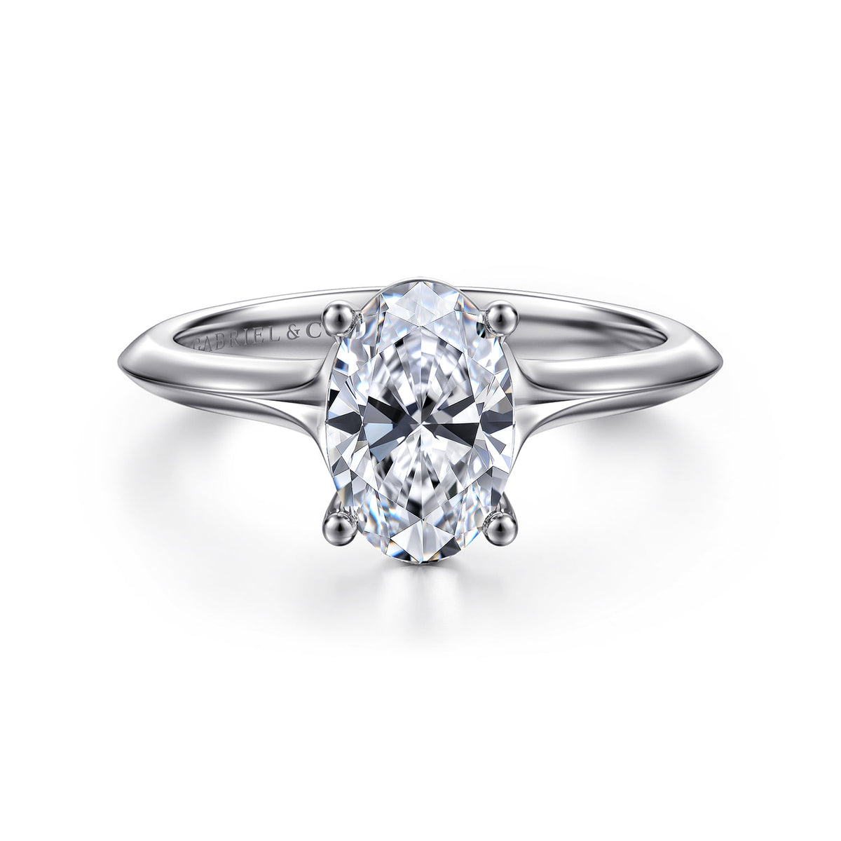 14K White Gold Oval Diamond Engagement Ring — ER11832O6W4JJJ; center stone shown for illustration, not included