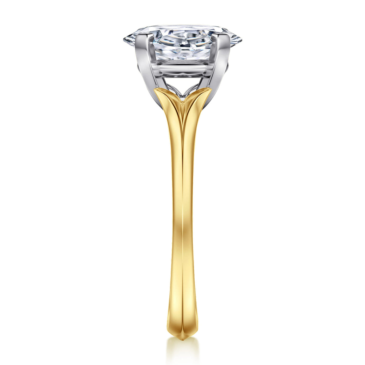 14K Mix of White and Yellow Gold Oval Diamond Engagement Ring — Gabriel & Co. ER11832O8M4JJJ; center stone shown for illustration, not included