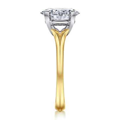 14K Mix of White and Yellow Gold Oval Diamond Engagement Ring — Gabriel & Co. ER11832O8M4JJJ; center stone shown for illustration, not included