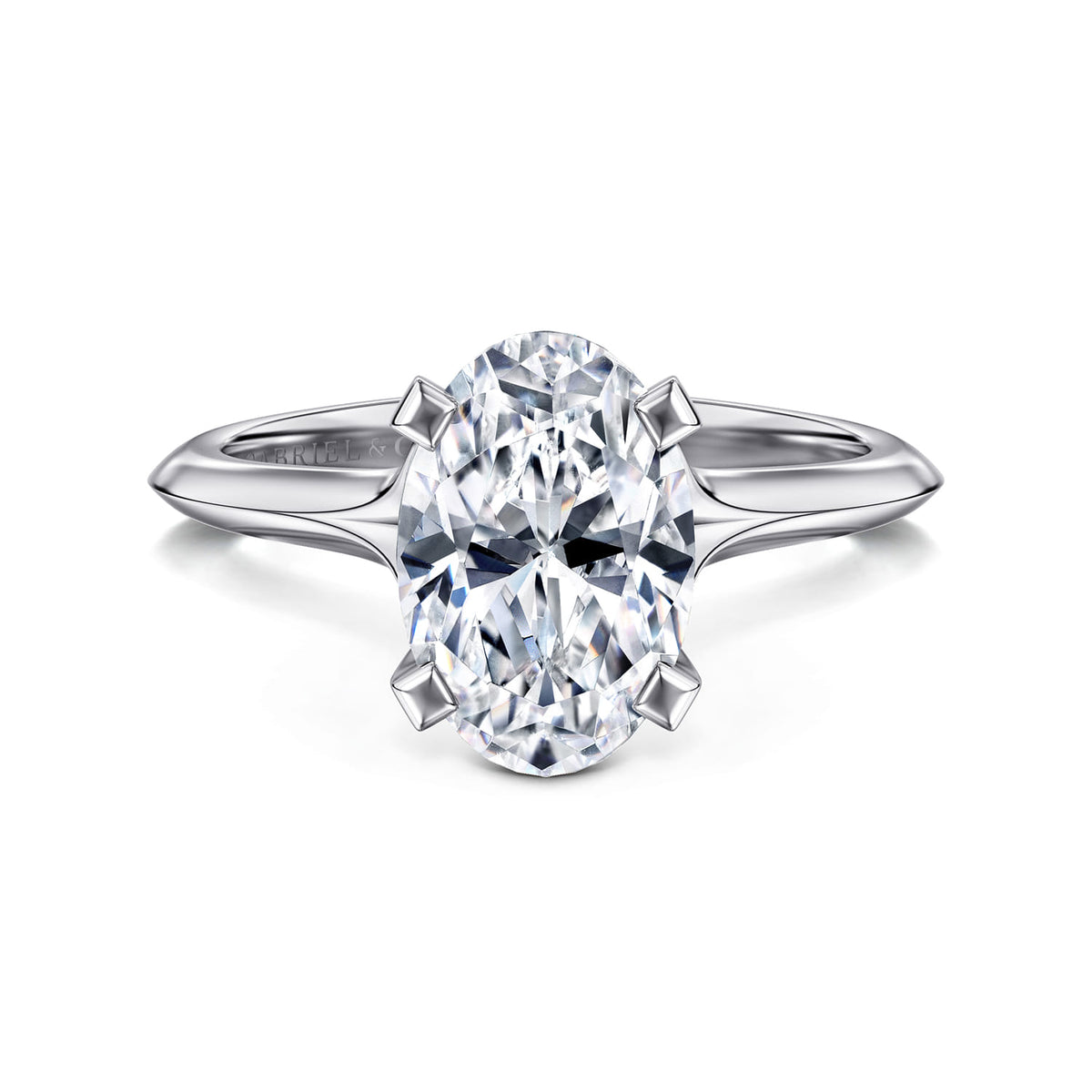 14K White Gold Oval Diamond Engagement Ring — Gabriel & Co. ER11832O8W4JJJ; center stone shown for illustration, not included