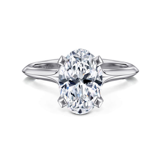 14K White Gold Oval Diamond Engagement Ring — Gabriel & Co. ER11832O8W4JJJ; center stone shown for illustration, not included
