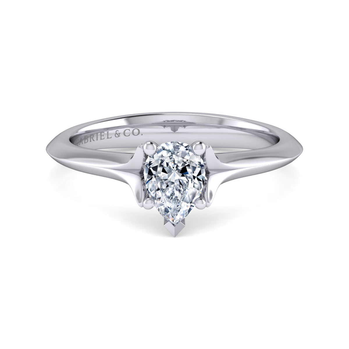 14K White Gold Pear Shape Diamond Engagement Ring — ER11832P3W4JJJ; center stone shown for illustration, not included