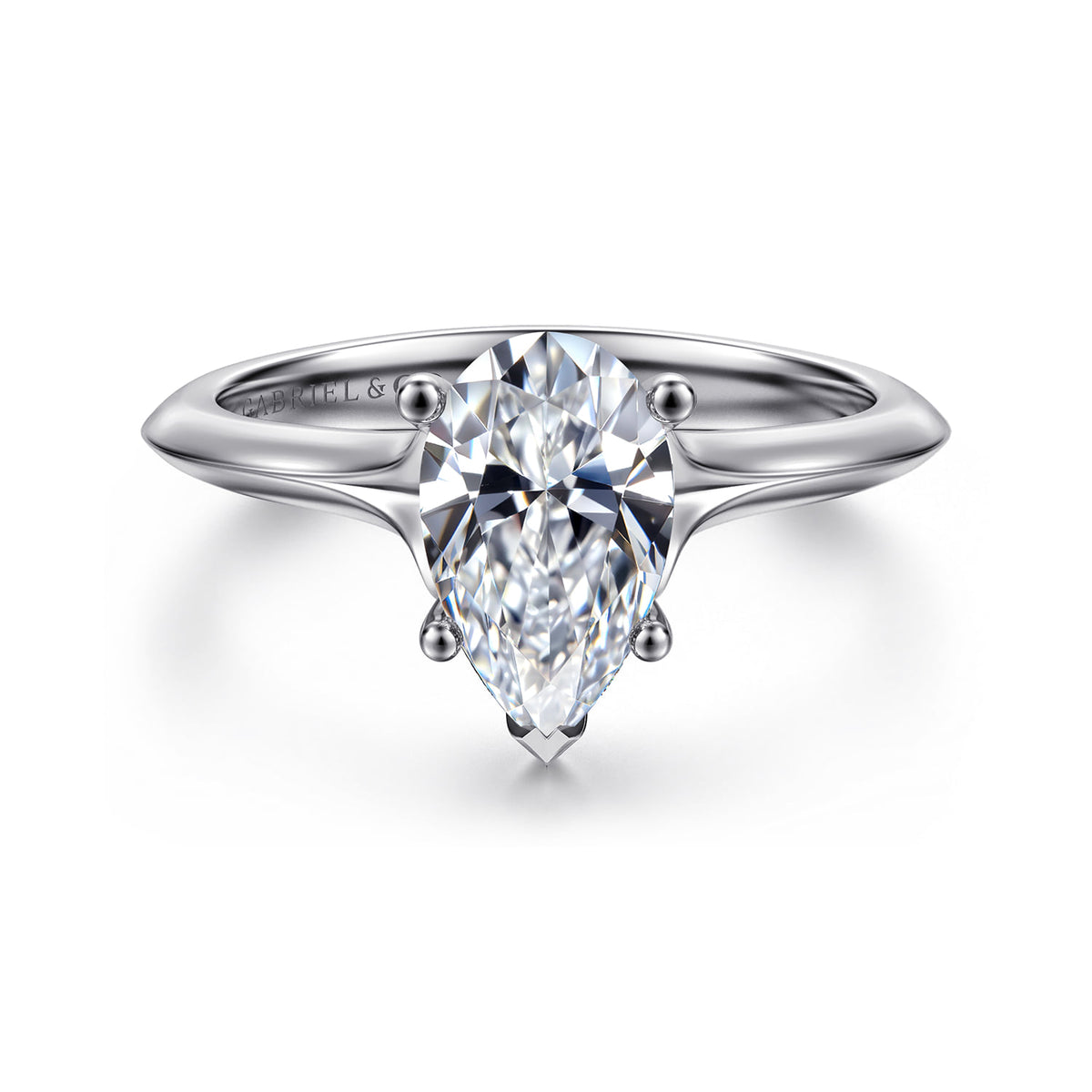 14K White Gold Pear Shape Diamond Engagement Ring — ER11832P6W4JJJ; center stone shown for illustration, not included