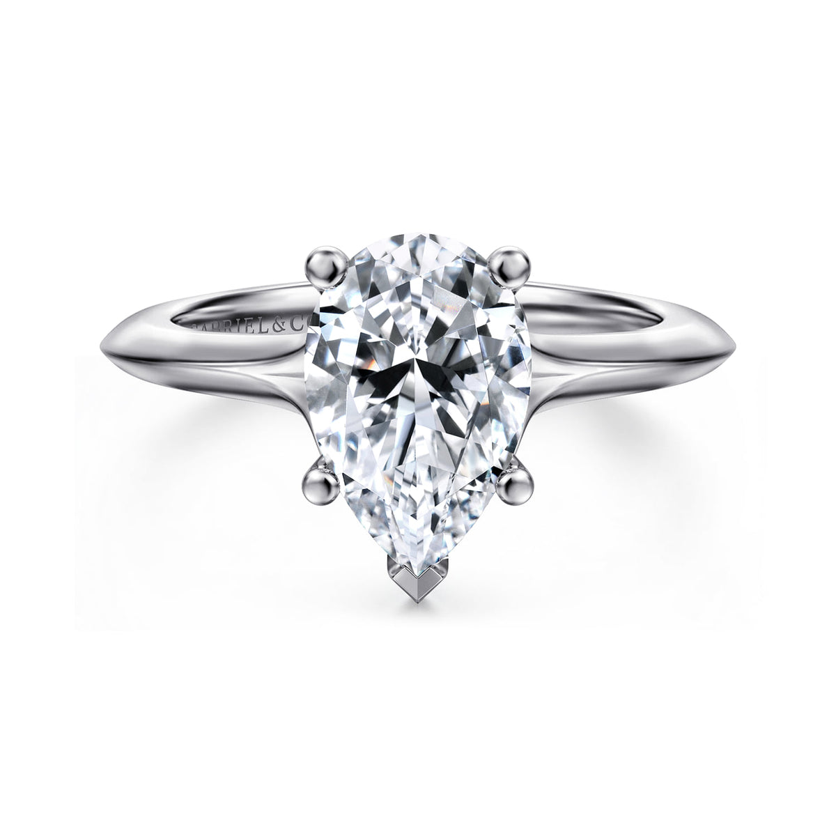 14K White Gold Pear Shape Diamond Engagement Ring — ER11832P8W4JJJ; center stone shown for illustration, not included