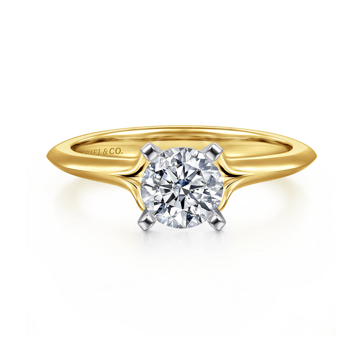 14K White-Yellow Gold Round Diamond Engagement Ring — ER11832R3M4JJJ; center stone shown for illustration, not included