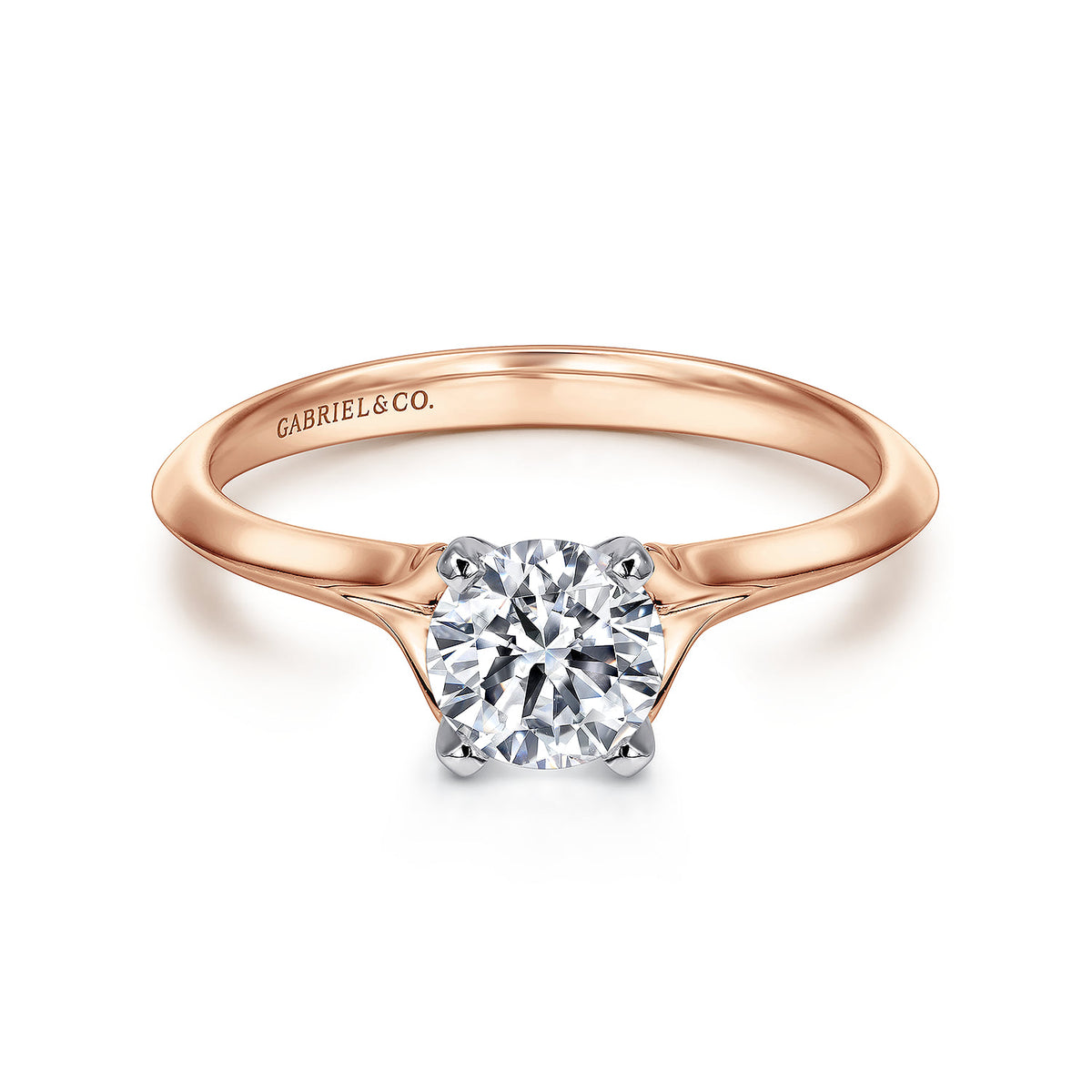 14K White-Rose Gold Round Diamond Engagement Ring — ER11832R3T4JJJ; center stone shown for illustration, not included