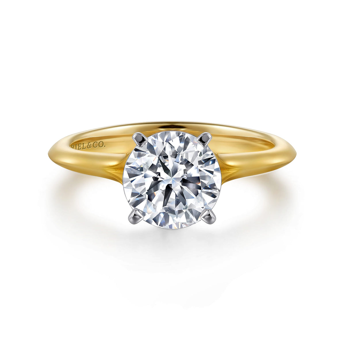 14K White-Yellow Gold Round Diamond Engagement Ring — ER11832R6M4JJJ; center stone shown for illustration, not included