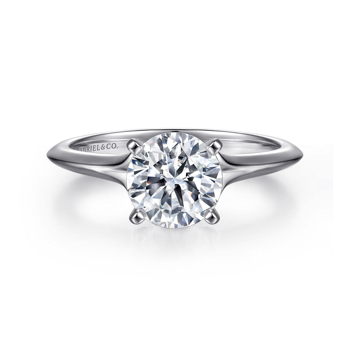 14K White Gold Round Diamond Engagement Ring — ER11832R6W4JJJ; center stone shown for illustration, not included