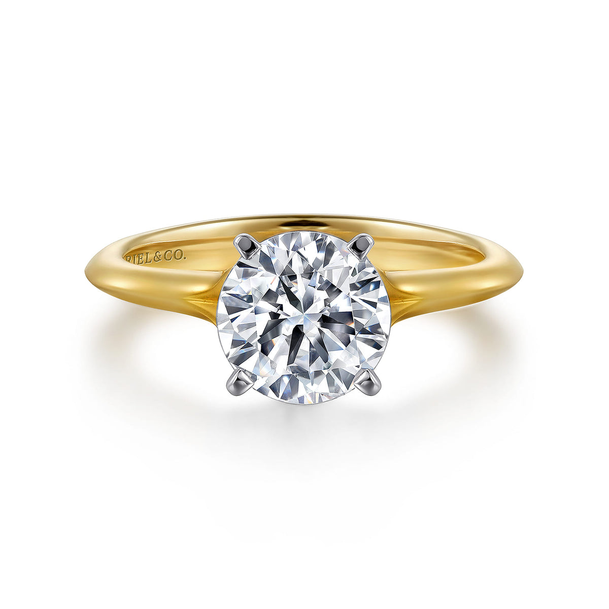 14K White-Yellow Gold Round Diamond Engagement Ring — Gabriel & Co. ER11832R8M4JJJ; center stone shown for illustration, not included