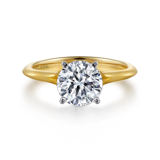 14K White-Yellow Gold Round Diamond Engagement Ring — Gabriel & Co. ER11832R8M4JJJ; center stone shown for illustration, not included