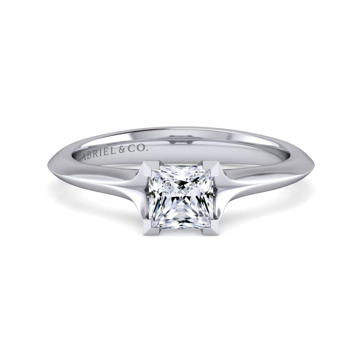 14K White Gold Princess Cut Diamond Engagement Ring — ER11832S3W4JJJ; center stone shown for illustration, not included