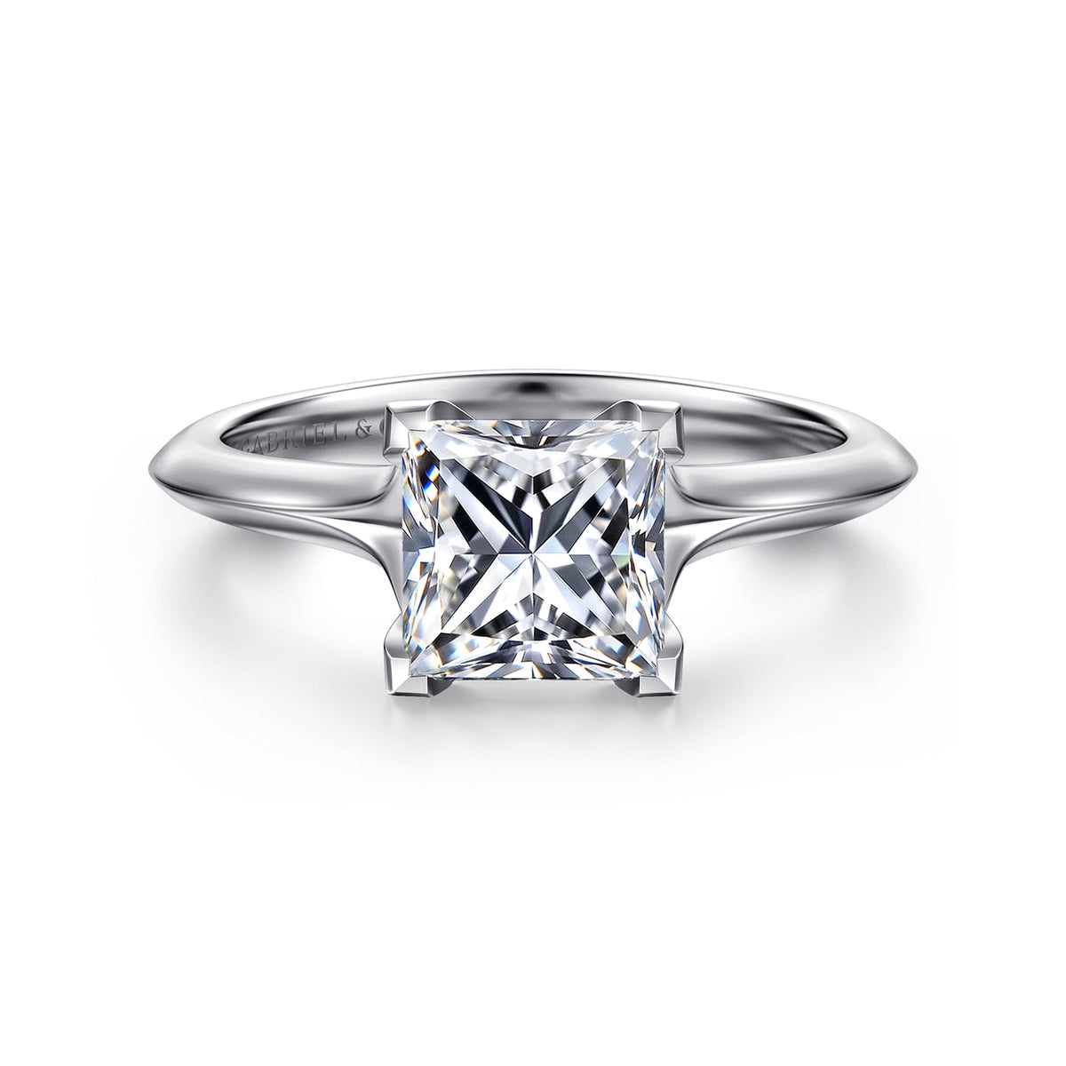 14K White Gold Princess Cut Diamond Engagement Ring — ER11832S6W4JJJ; center stone shown for illustration, not included