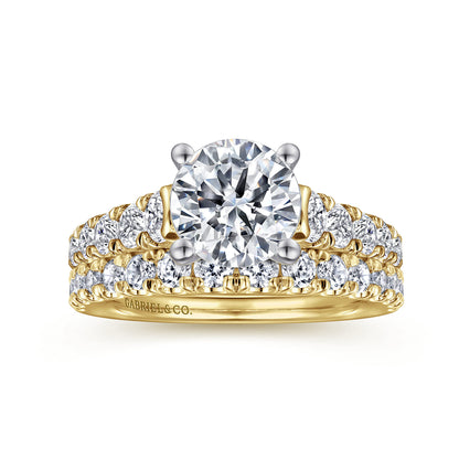 14K White-Yellow Gold Round Diamond Engagement Ring — Gabriel & Co. ER12299R6M44JJ; center stone shown for illustration, not included