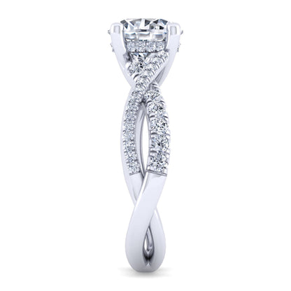 14K White Gold Twisted Round Diamond Engagement Ring — Gabriel & Co. ER14460R8W44JJ; center stone shown for illustration, not included