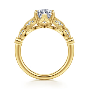 Vintage Inspired 14K Yellow Gold Split Shank Marquise Shape Diamond Engagement Ring — Gabriel & Co. ER14662M8Y44JJ; center stone shown for illustration, not included
