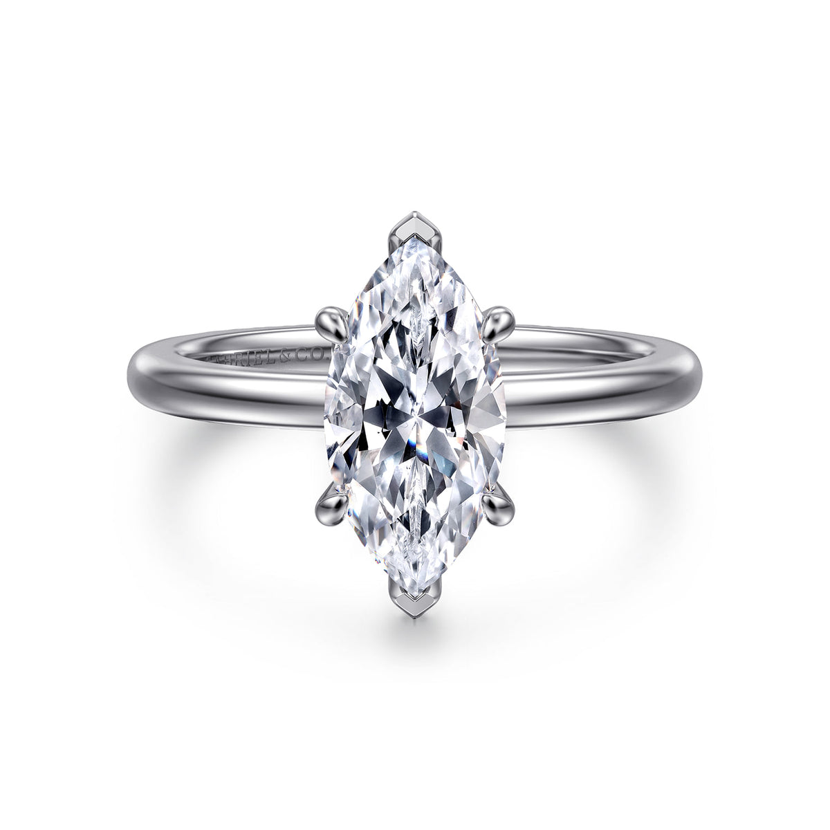14K White Gold Marquise Shape Diamond Engagement Ring — ER14684M6W4JJJ; center stone shown for illustration, not included