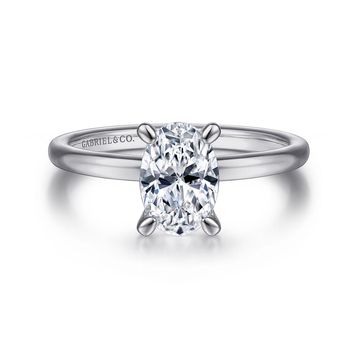 14K White Gold Oval  Diamond Engagement Ring — ER14684O4W4JJJ; center stone shown for illustration, not included