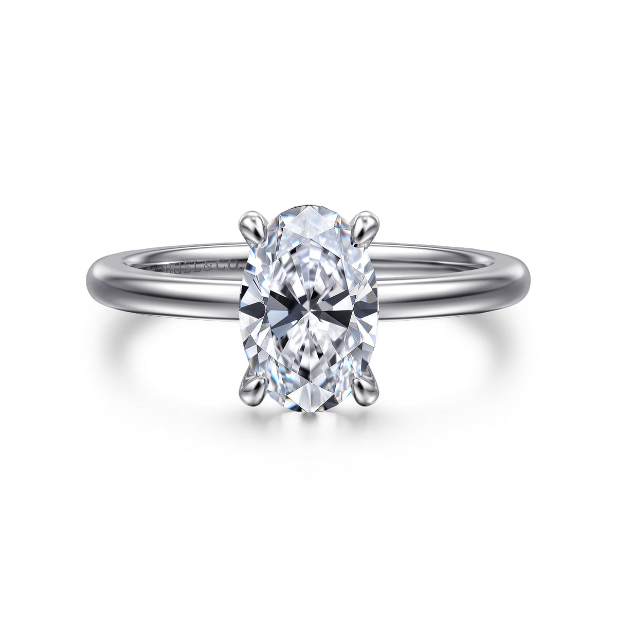 14K White Gold Oval Diamond Engagement Ring — ER14684O6W4JJJ; center stone shown for illustration, not included