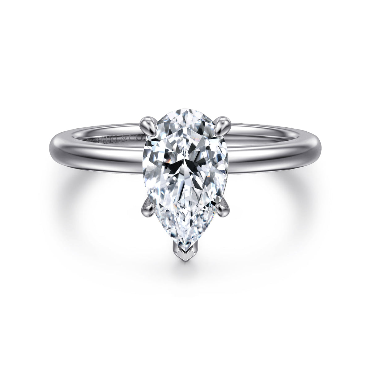 14K White Gold Pear Shape Diamond Engagement Ring — ER14684P6W4JJJ; center stone shown for illustration, not included
