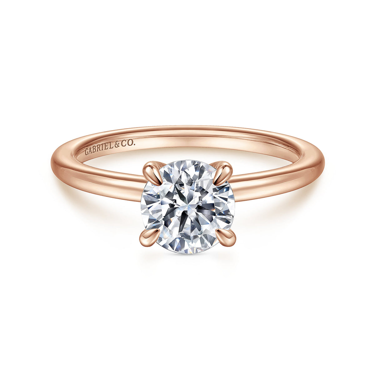 14K Rose Gold Round Diamond Engagement Ring — ER14684R4K4JJJ; center stone shown for illustration, not included