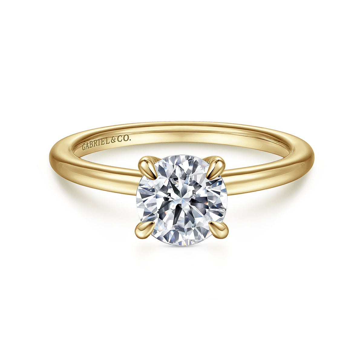 14K Yellow Gold Round Diamond Engagement Ring — ER14684R4Y4JJJ; center stone shown for illustration, not included