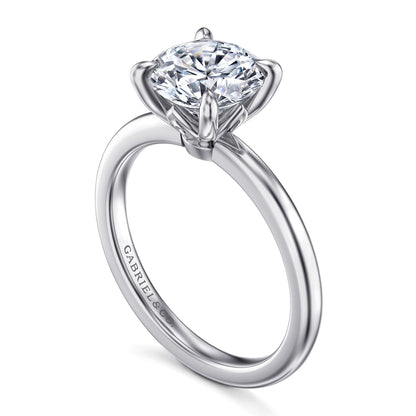 14K White Gold Round Diamond Engagement Ring — Gabriel & Co. ER14684R8W4JJJ; center stone shown for illustration, not included