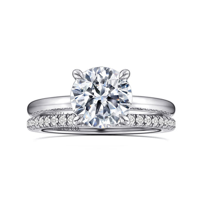 14K White Gold Round Diamond Engagement Ring — Gabriel & Co. ER14684R8W4JJJ; center stone shown for illustration, not included