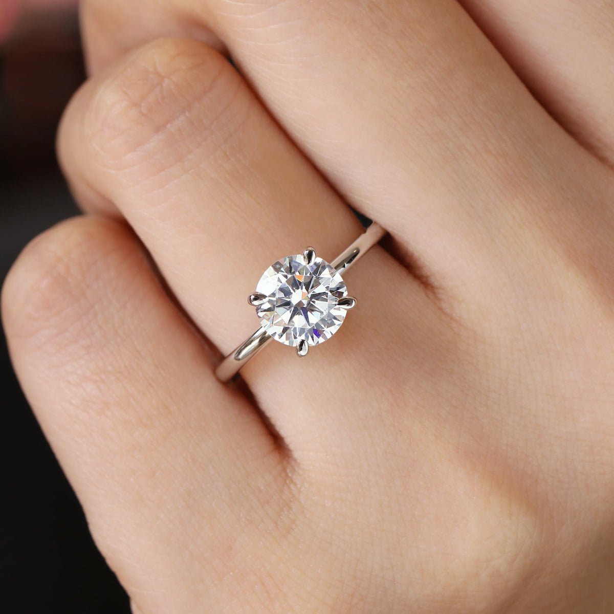 14K White Gold Round Diamond Engagement Ring — Gabriel & Co. ER14684R8W4JJJ; center stone shown for illustration, not included